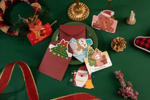 Set de tarjetas de felicitación navideñas con sobres, bonitas tarjetas festivas de regalo.