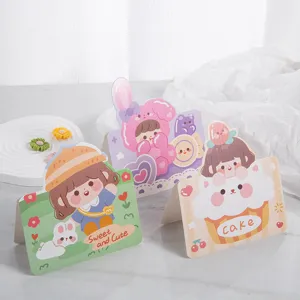 Lindas tarjetas de felicitación de dibujos animados tarjetas de mensajes plegadas de regalo