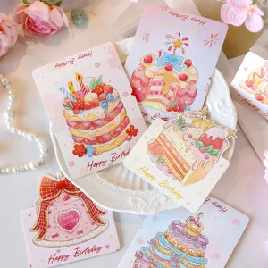 Aquarell Zum Geburtstag 3D Kuchen Grußkarten Kleine Nachrichten Karten Geschenk Set