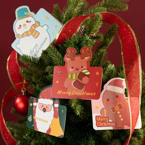 Bonito juego de tarjetas de felicitación navideñas para mensajes y regalos de invierno hermosos.