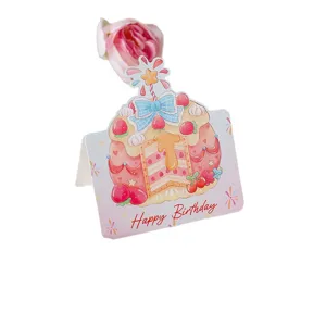 Aquarell zum Geburtstag 3D Torte Grusskarte minimalistische Gruesskarte fuer Blumenladen Geschenk