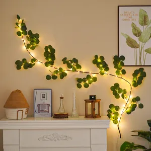 Guirnalda de luces LED de hojas de eucalipto decoracion de pared luces de hadas.