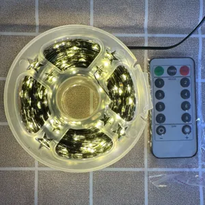 Guirnalda de Luces LED de Estrella con Mando Cable Verde Iluminacion Navidena Lamp
