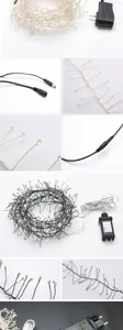 Catena luminosa LED in fil di rame dettaglio, luci natalizie impermeabili per decorazione.