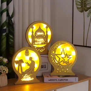 Wooden LED decorative night light Ramadan star castle lamp for warm home indoor decor