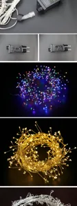 Catena luminosa LED filo di rame, adattatore multifunzione per decorazione interni esterni.