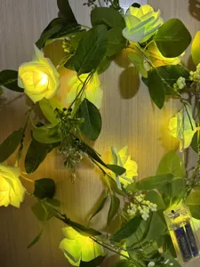 Guirlande lumineuse LED rose vigne pour décoration de chambre romantique et éclairage de fête.