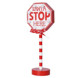 Kerst LED stopbord tafeldecoratie in opvallend rood en wit voor sfeervolle feestdagen.