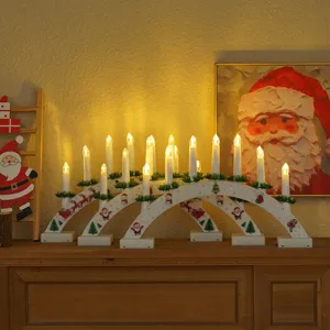 Luce ad arco LED Natale in legno con ponte di candele decorazione tavola atmosfera festiva