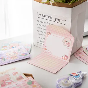 Lindo tarjeta de felicitación plegable de dibujos animados regalo mensaje para vacaciones y papelería