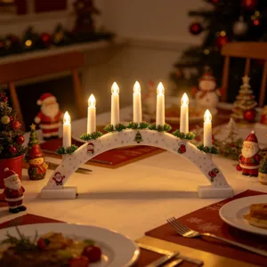Natale arco in legno luce LED ponte decorazione tavola atmosfera festiva natalizia