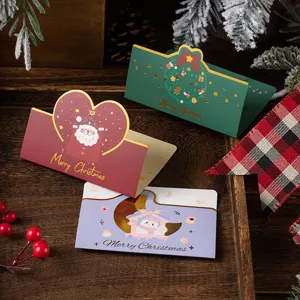 Kerst opvouwbare wenskaartenset, creatieve cadeaubon voor bakkerij en vakantiefeestdecoratie.