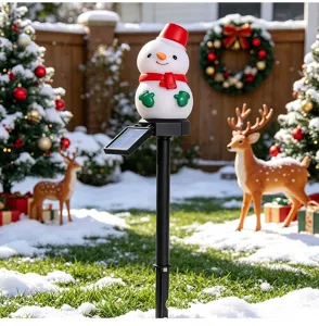 Lumière piquet bonhomme de neige solaire LED jardin extérieur pelouse déco de Noël