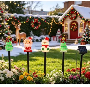 Solar Christmas LED outdoor lawn stake lights waterproof yard landscape garden decor