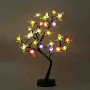 LED Schmetterling Baum Zweig Nachtlicht bunte dekorative Tischlampe fuer Schlafzimmer