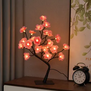 LED pruimenbloesem boomlamp, kunstmatige bloemennachtlamp met warmwitte LEDs voor huisdecoratie.