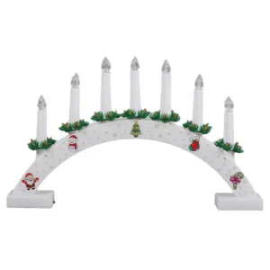 Decorazione per ponte luminoso LED di Natale in legno con candele, atmosfera festiva per casa.