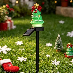 Lampes Solaires LED à Piquer Sapin de Noël Bonhomme de Neige Père Noël Vinyle Extérieur Étanche Décoration Jardin Pelouse Lampe de Paysage