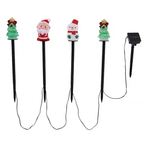 Solar Christmas Outdoor LED Stake Lights Waterproof Garden Lawn Landscape Santa Snowman Tree Holiday Decor