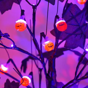 Halloween LED Kürbis Baum Licht Detailaufnahme, gruselige Festival Party Lichterkette.