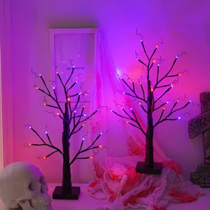 Halloween LED albero luminoso betulla ramo lampada decorativa con USB e batteria per interni.