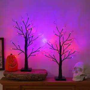 Set luci per albero LED di Halloween, lampada a rametti artificiali con luci colorate per interni