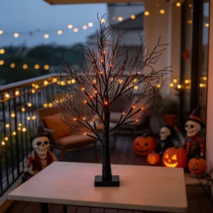 Halloween LED Baum Leuchte schwarzer Zweig Tischdeko für Party Innenbereich Atmosphäre Setup