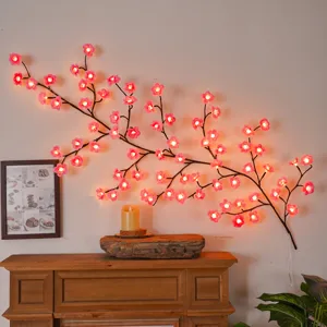 LED Pflaumenblüte Zweig Licht USB Betrieben Blume Rebe Fee Lichterkette Warmweiß Innen Dekoratives Nachtlicht