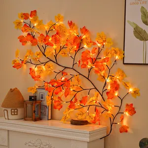 LED Ahornblatt Zweig Lichterkette dekorative Rebe für Wohnzimmer Herbst Wanddekoration warm