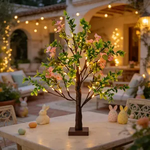 LED Blumenbaum Licht mit rosa Kamelienblüten, perfekt für Feiertags Tischdekoration.