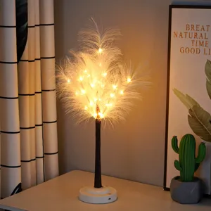 Feder Tischlampe LED Nachttischlampe warmes Licht Schlafzimmer romantische Deko Schreibtischlampe