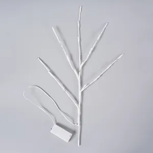 LED white branch light detail view, decorative string light battery box interior decor