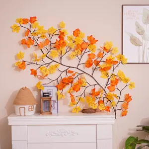 LED Ahornblatt Zweig Lichterkette fuer Wanddeko, warme Beleuchtung Atmosphaere Stueck.
