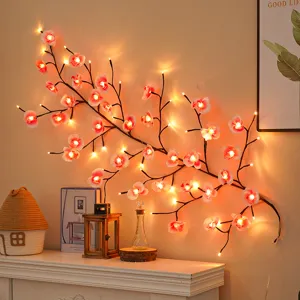 LED Kirschblüten Zweig Lichterkette, flexible künstliche Blumen Deko Nachtlicht für Zuhause.