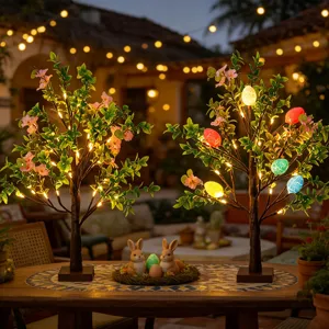 Osterleuchtende Ei-Baum-Lichter mit LED-Warm-Märchenlichtern und Kaninchen-Tischdeko