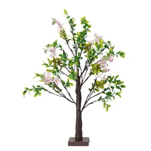 LED dekorative Blumenbaum-Tischlampe mit rosa Blüten und grünen Blättern für die Heimdekoration