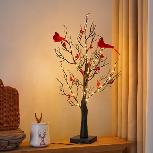 LED Roter Vogel Baumleuchte Warmweiß Batterie USB Betrieben Künstliche Zweigleuchte für Feiertag Party Dekoration