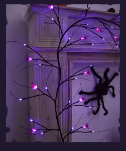 Halloween LED spider branch lights purple horror atmosphere decoration for party indoor home decor