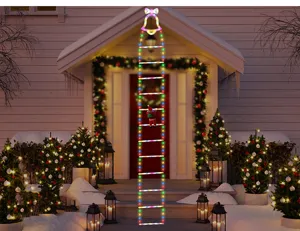 Luz de escalera de Navidad con Santa trepando, decoracion de vacaciones al aire libre perfecta.