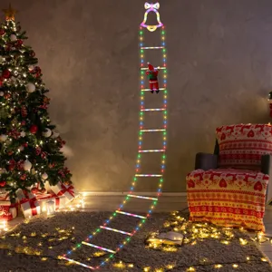 Luz de escalera de Navidad con Santa Claus, tira LED impermeable para la decoración