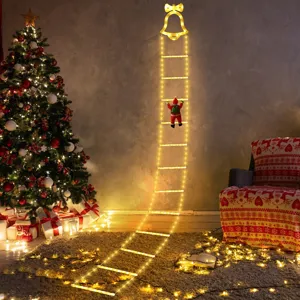 Luz de escalera LED de Navidad con Santa Claus y campana para decoración de hogar y árbol.