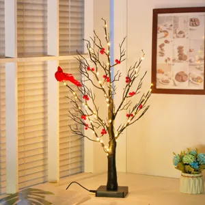 LED Deko Baum Licht mit rotem Vogel warme Lichterkette für Haus Urlaub Party Zimmer Deko