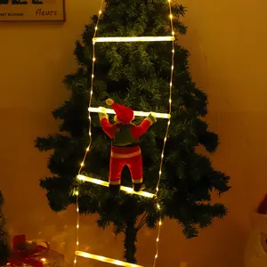 Papá Noel trepador escalera luces de cadena árbol de navidad decoración colgante
