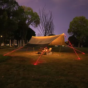 Luz de Cuerda de Viento Luminosa Impermeable para Exteriores LED Tienda de Campaña Toldo Antitropiezo Advertencia Guirnalda de Pilas Solar