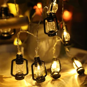 Retro Kerosene Lamp LED String Lights Halloween Decorative Warm Light Battery USB Powered Fairy Lights For Room Party