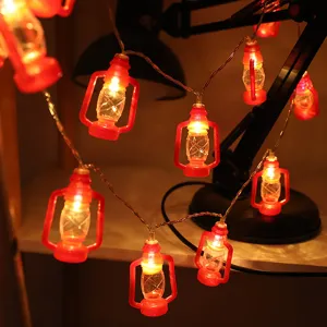 LED vintage lantern string lights, warm decorative lighting for indoor home holiday parties.