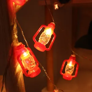 LED vintage hurricane lantern string lights red mini kerosene lamp fairy lights for room decor