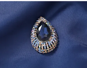 Prachtige druppelvormige kristallen strass broche elegante jas kleding speld