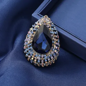 Vintage Europese stijl druppel kristal strass broche elegante jas accessoire voor dames