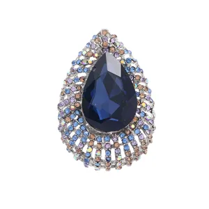 Vintage druppel kristal strass broche elegante blauwe edelsteen jas corsage accessoires